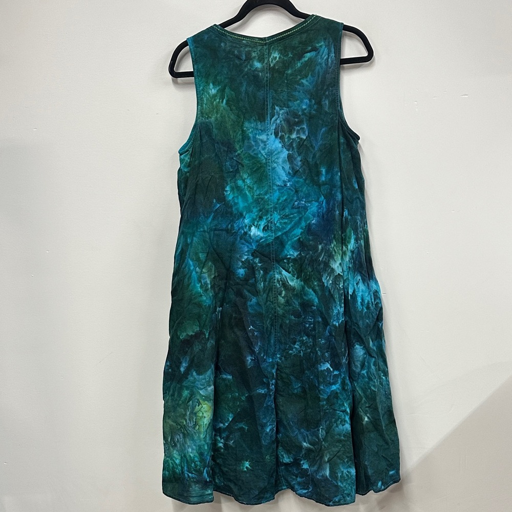 J. Jill Green blue Linen Tie-Dye dress M Tall - Picture 6 of 6
